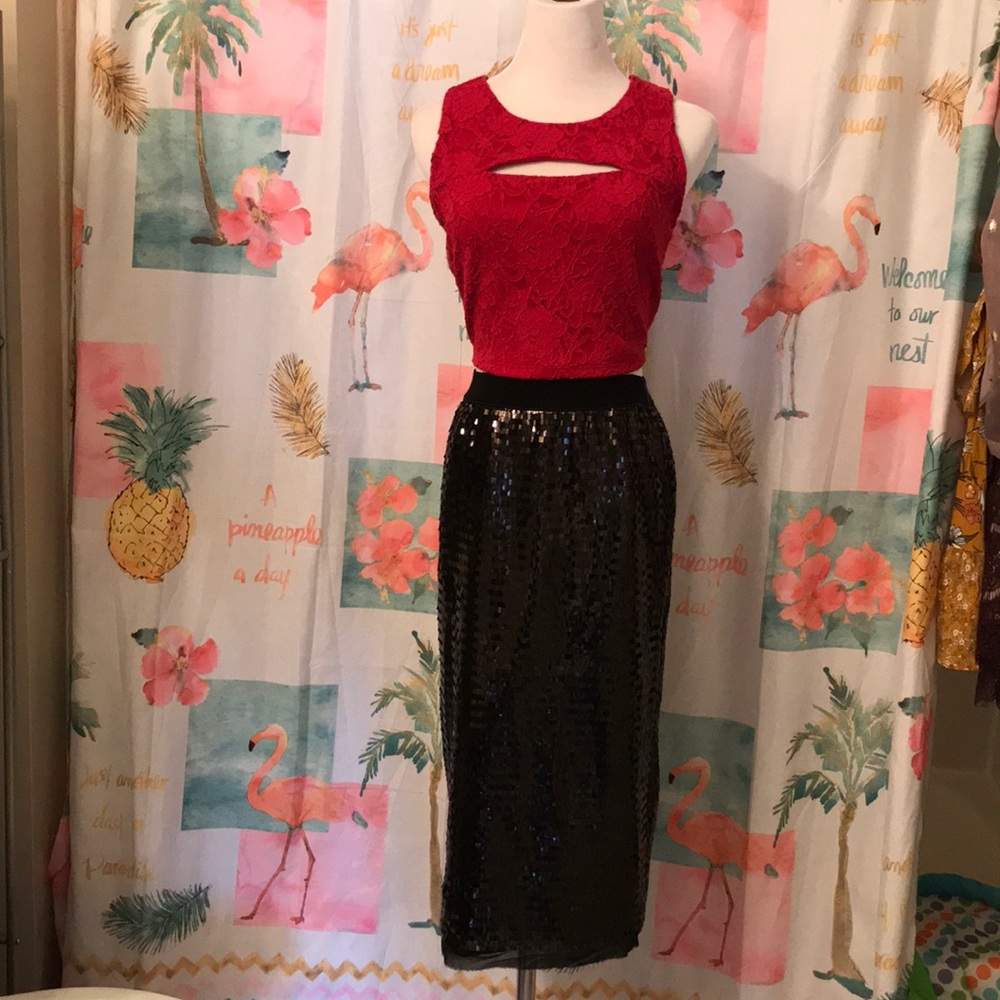 💋BLACK SEQUIN SKIRT💋